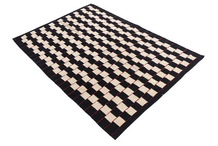4' 1 x 5' 10 Hand Woven Kilim Modern Wool Rug