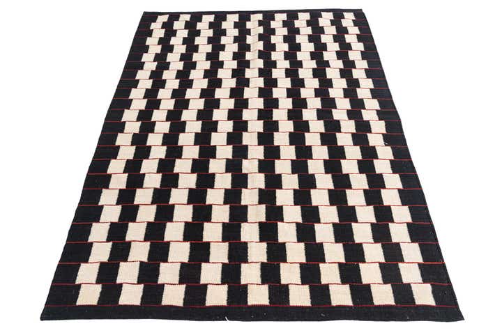 4' 1 x 5' 10 Hand Woven Kilim Modern Wool Rug
