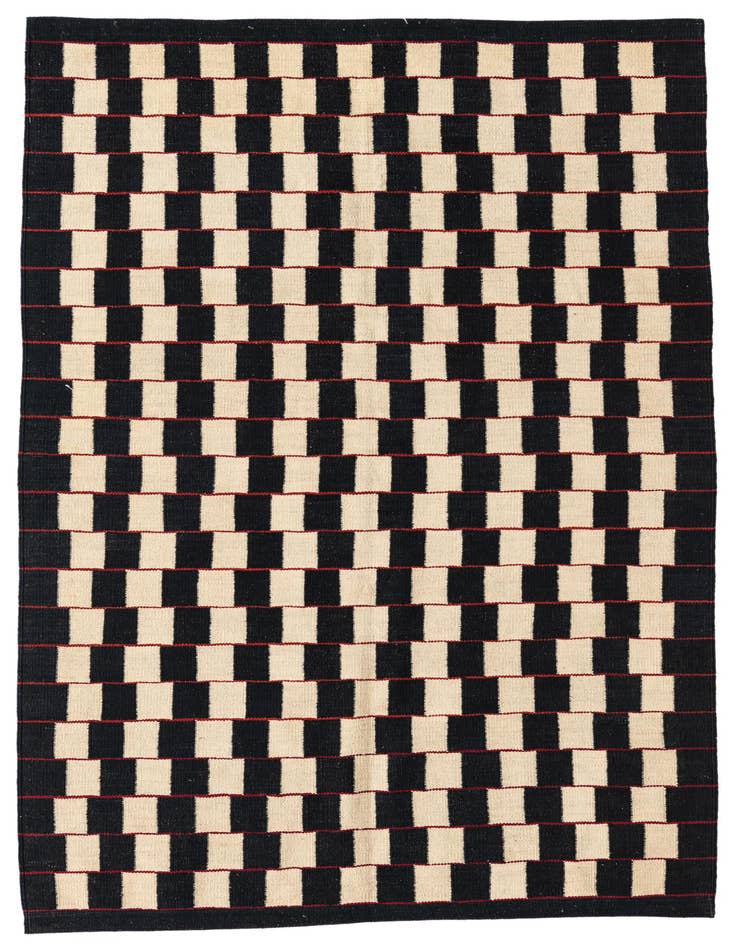 Detail image of 4' 1 x 5' 10 Hand Woven Kilim Modern Wool Rug