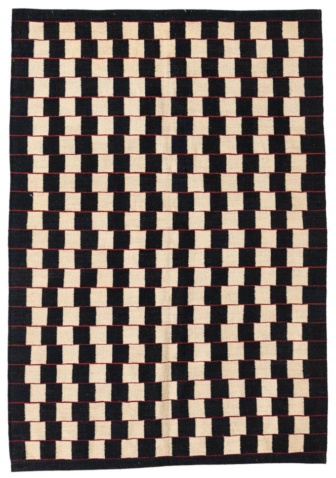 Detail image of 4' 1 x 5' 10 Hand Woven Kilim Modern Wool Rug