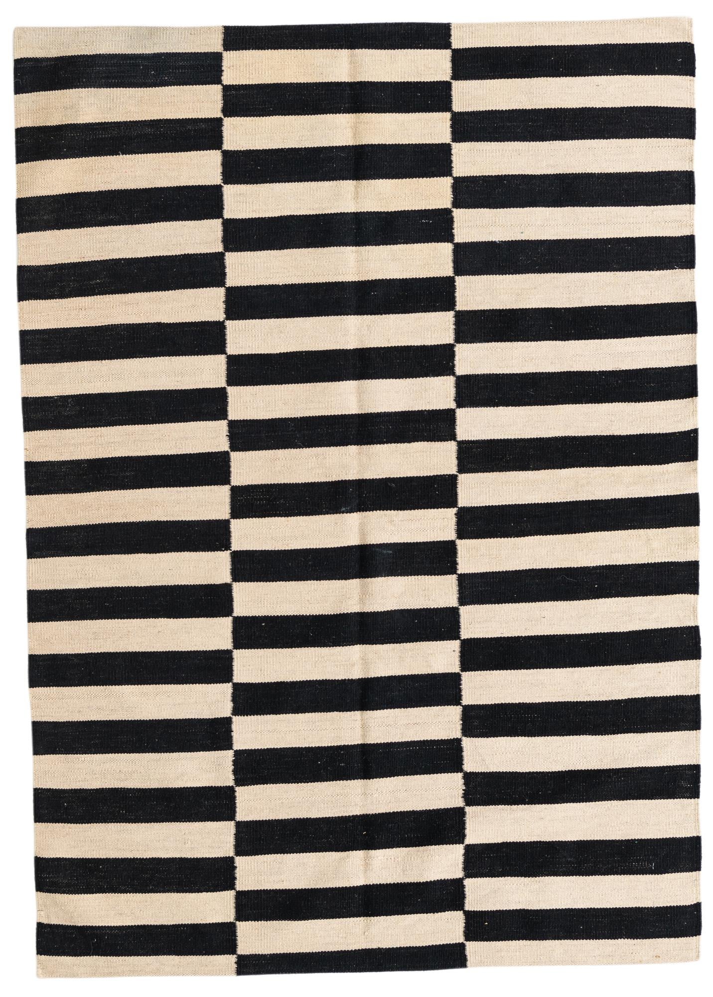 4' x 5' 8 Hand Woven Kilim Modern Wool Rug
