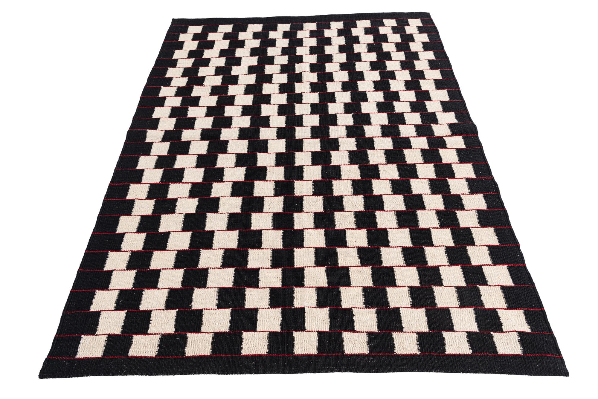 4' 5 x 5' 10 Hand Woven Kilim Modern Wool Rug