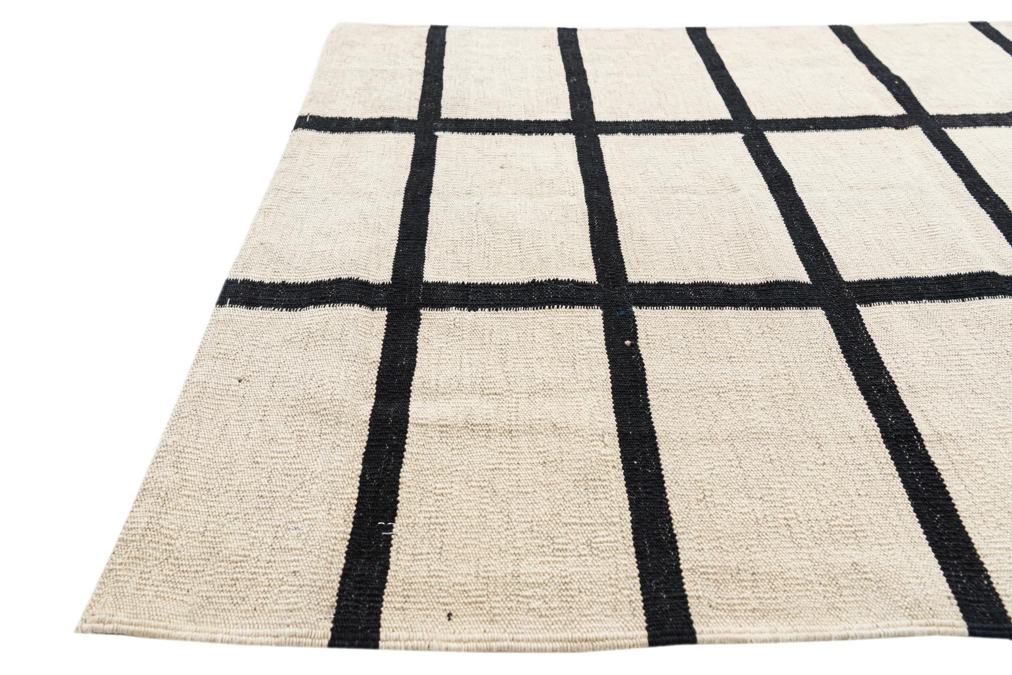 3' 5 x 5' 2 Hand Woven Kilim Modern Wool Rug