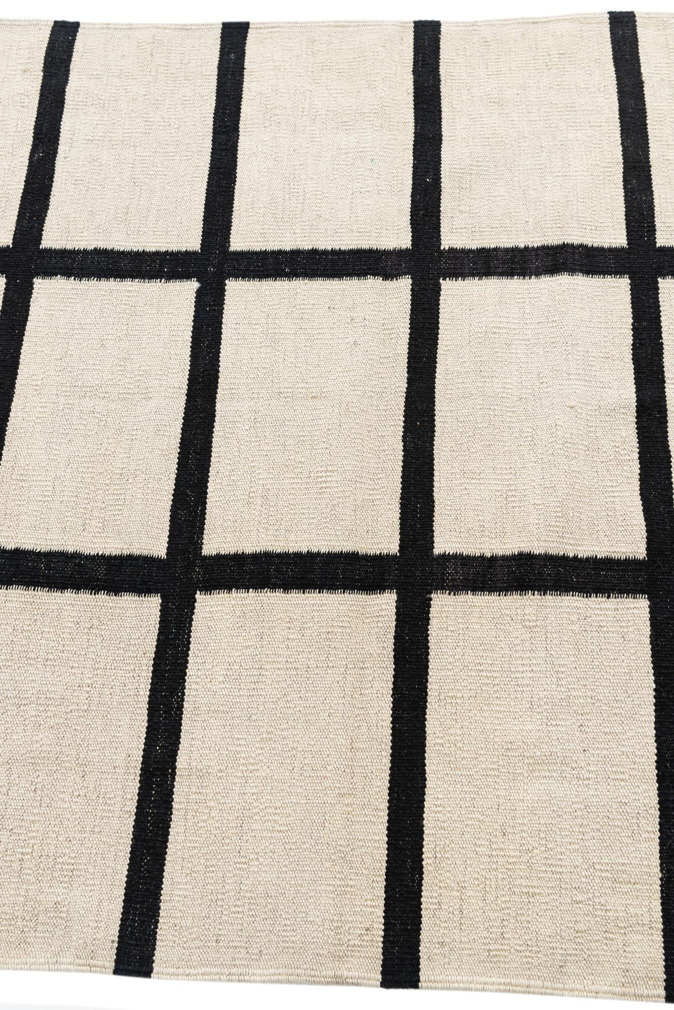 3' 5 x 5' 2 Hand Woven Kilim Modern Wool Rug