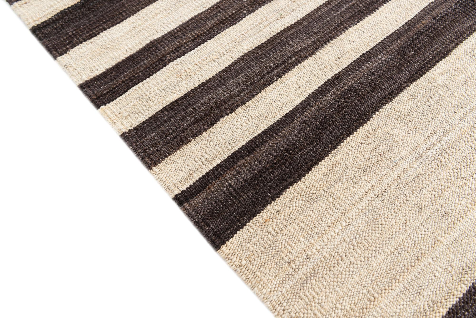 6' 6 x 9' 8 Hand Woven Kilim Modern Wool Rug