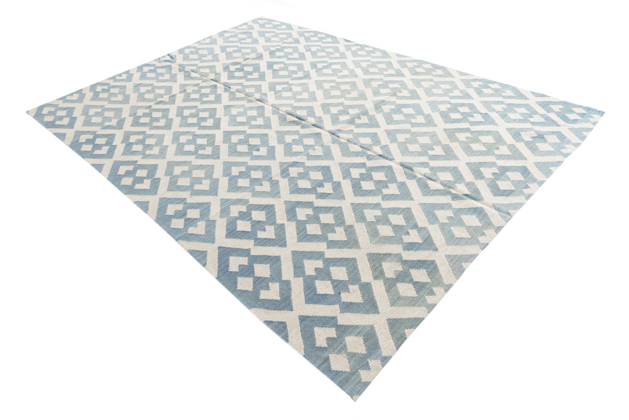 7' x 9' 5 Hand Woven Kilim Modern Wool Rug
