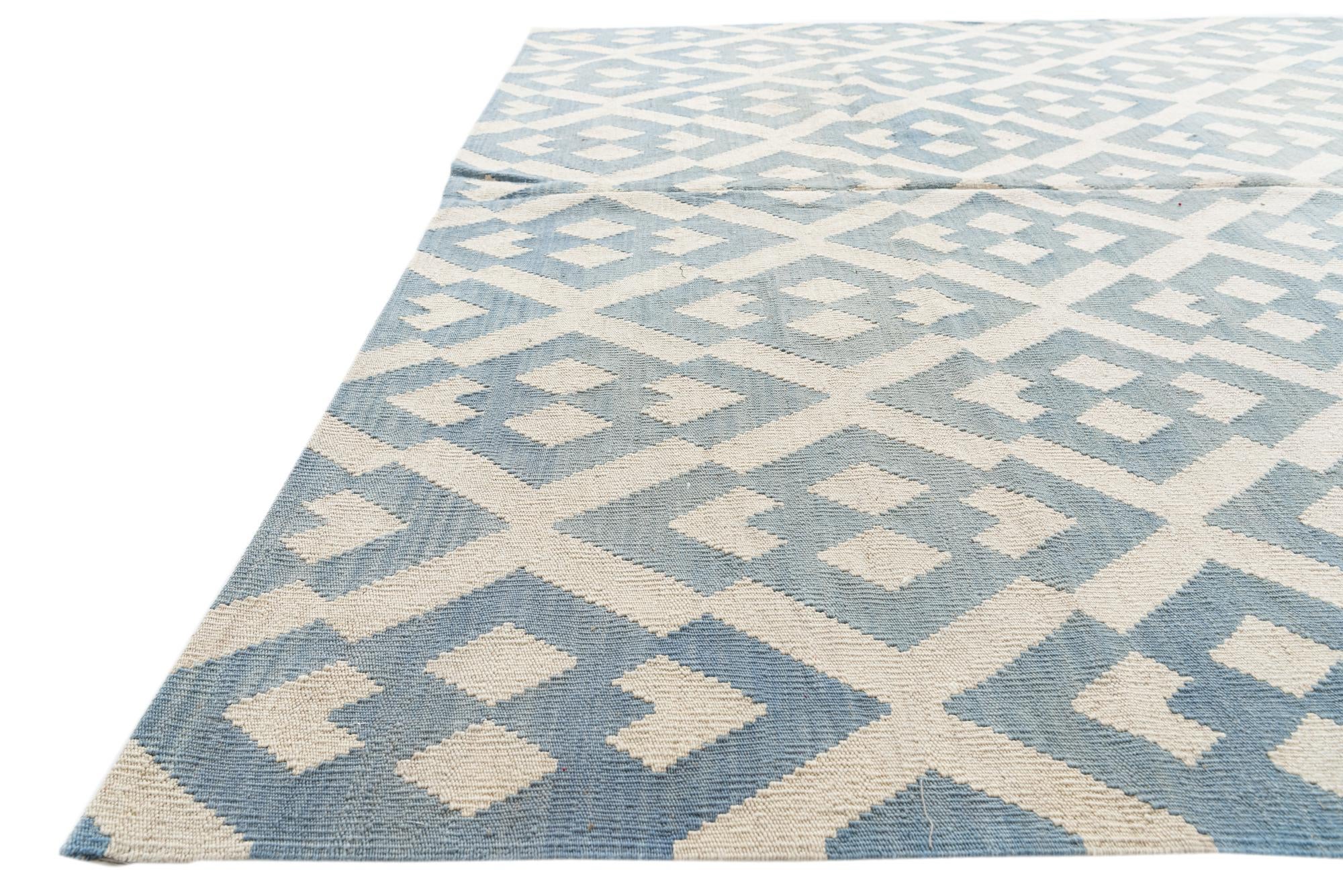 7' x 9' 5 Hand Woven Kilim Modern Wool Rug