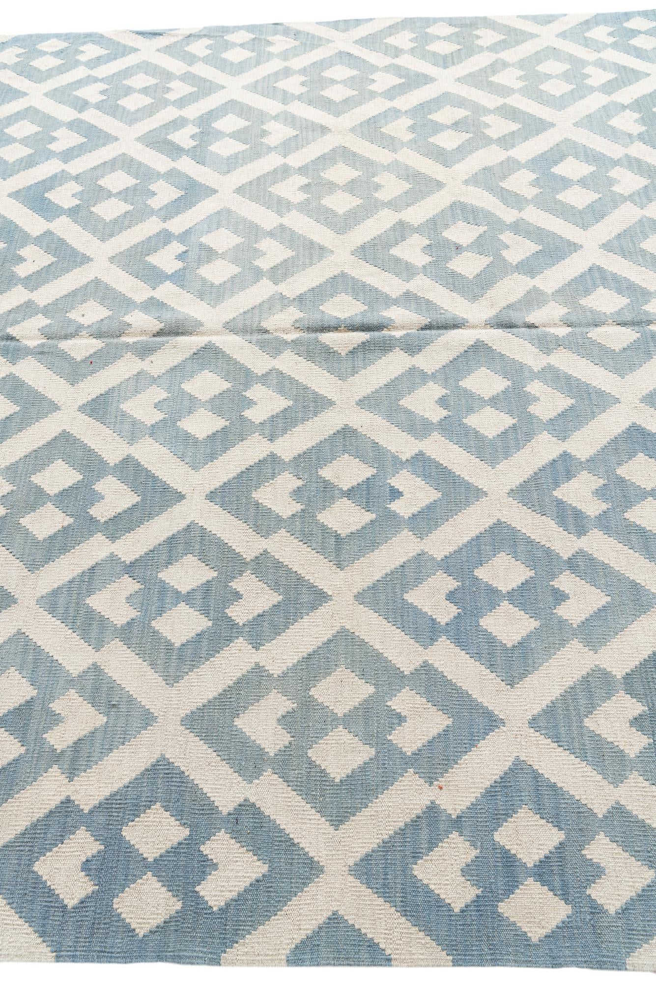 7' x 9' 5 Hand Woven Kilim Modern Wool Rug
