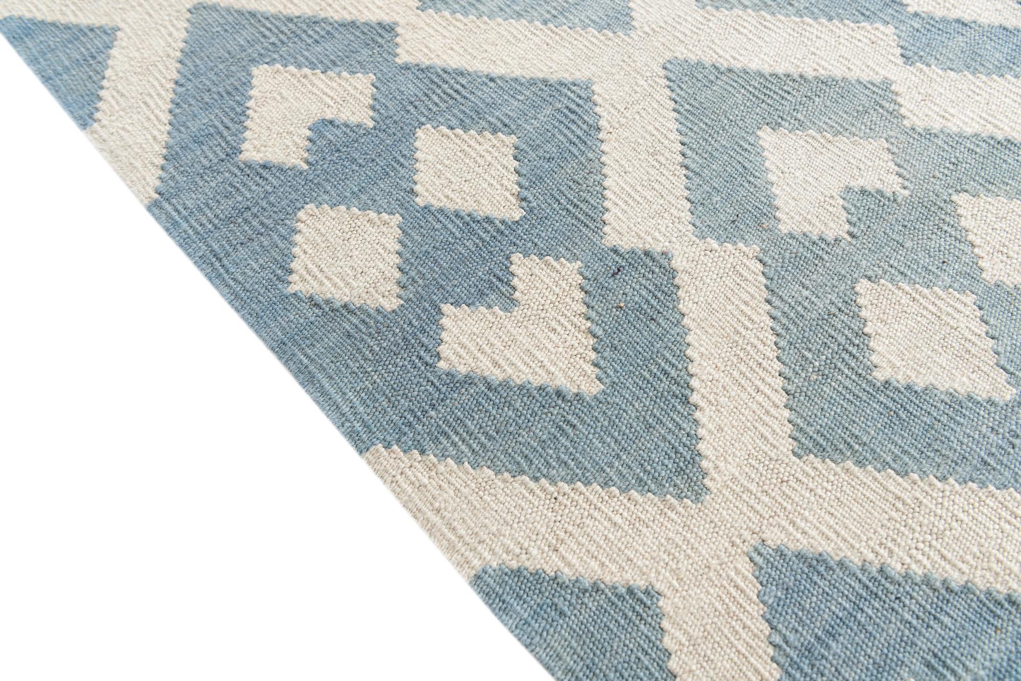 7' x 9' 5 Hand Woven Kilim Modern Wool Rug
