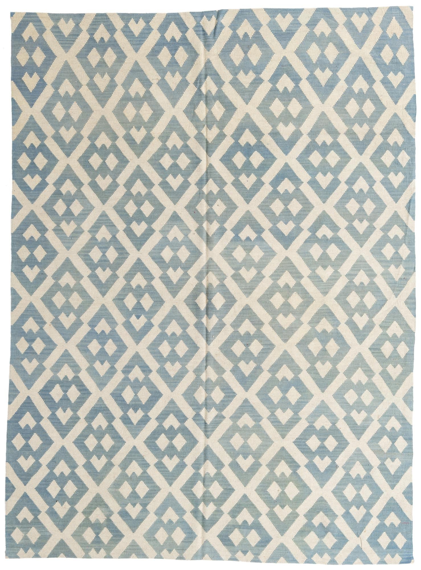 7' x 9' 5 Hand Woven Kilim Modern Wool Rug