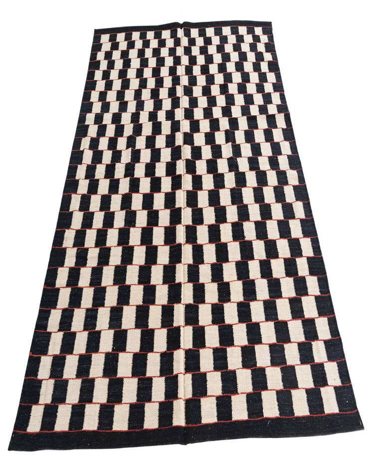 Detail image of 4' 10 x 6' 4  Hand Woven Kilim Modern Wool Rug