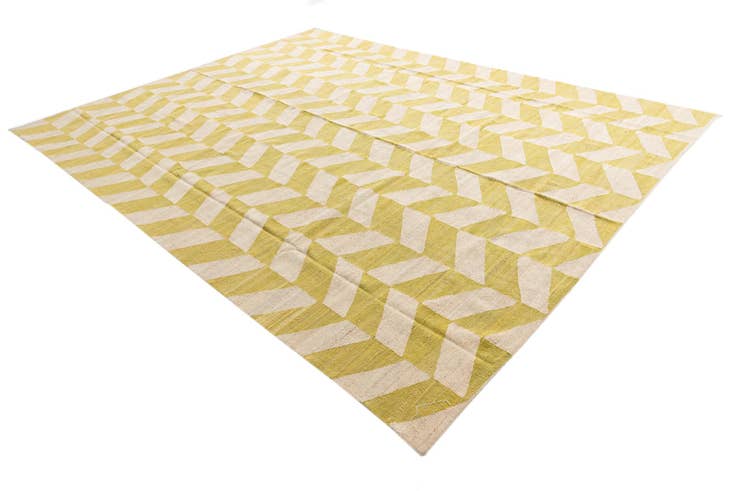 Detail image of 10' x 13' Hand Woven Kilim Modern Wool Rug