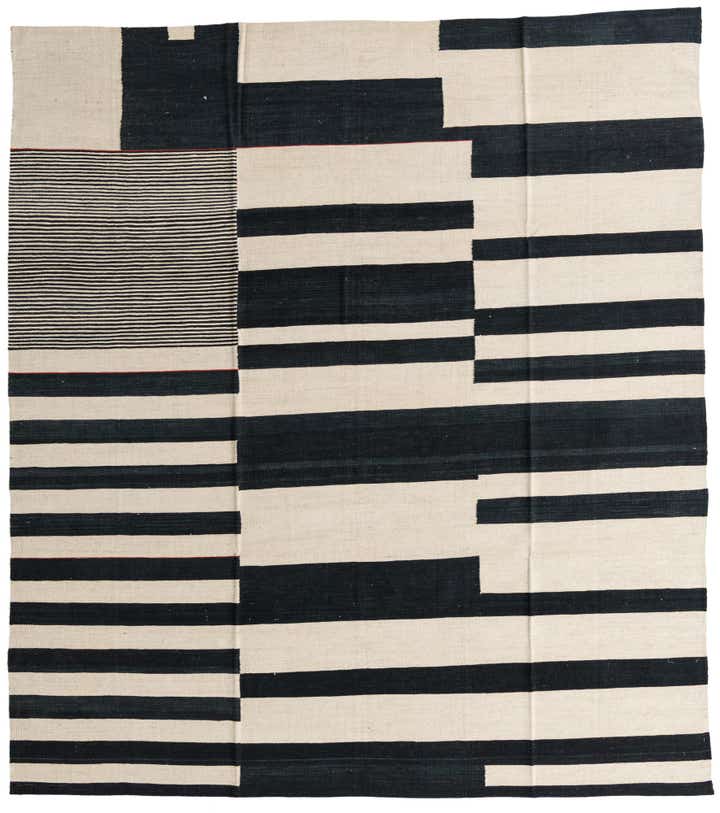 8' 7 x 9' 6 Hand Woven Kilim Modern Wool Rug