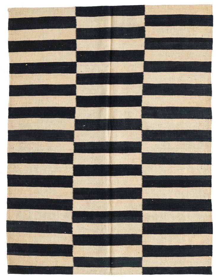 Detail image of 3' 4 x 4' 10 Hand Woven Kilim Modern Wool Rug