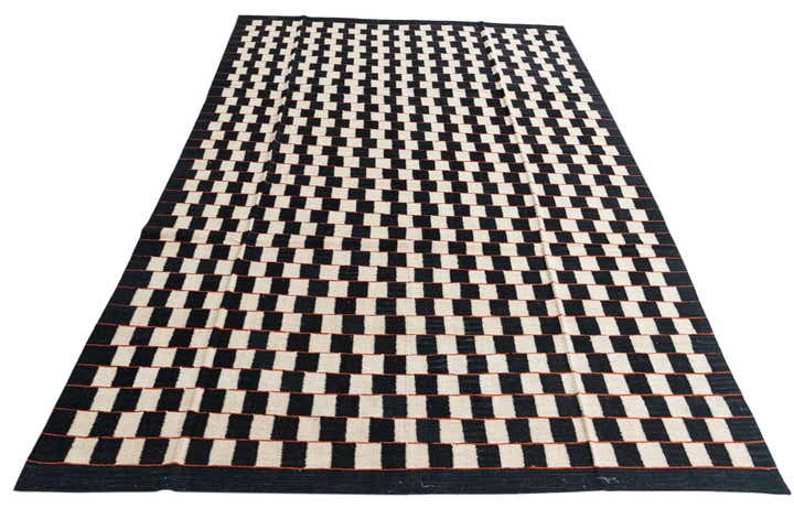 6' 8 x 9' 7 Hand Woven Kilim Modern Wool Rug