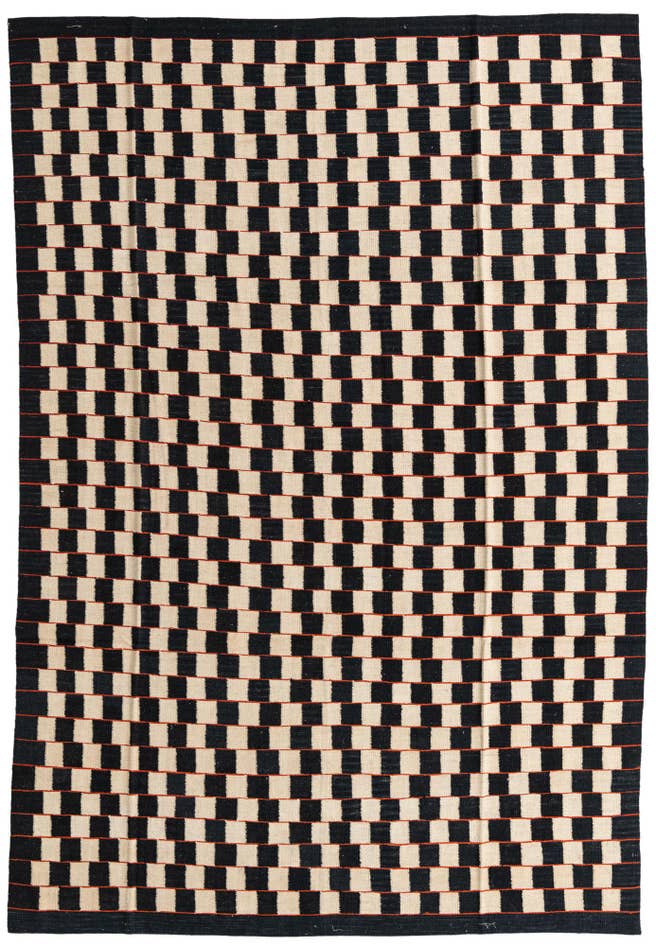 Detail image of 6' 8 x 9' 7 Hand Woven Kilim Modern Wool Rug