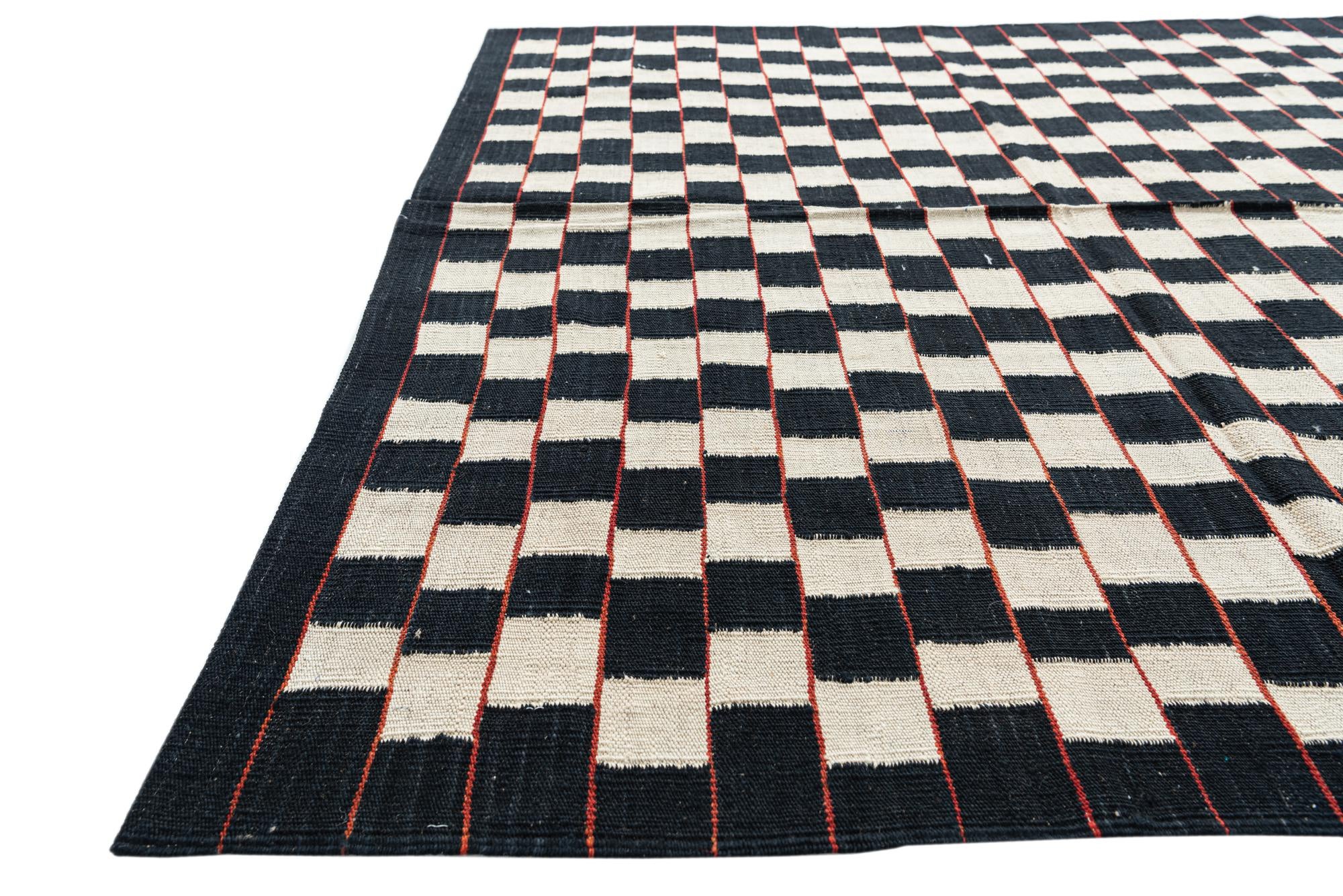 5' 1 x 6' 3 Hand Woven Kilim Modern Wool Rug