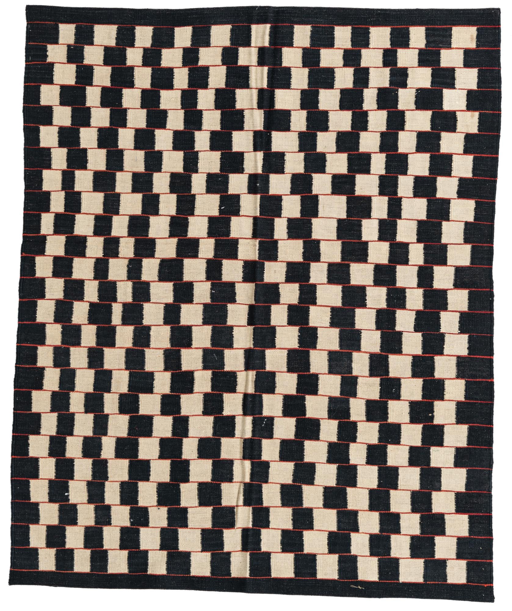 5' 1 x 6' 3 Hand Woven Kilim Modern Wool Rug