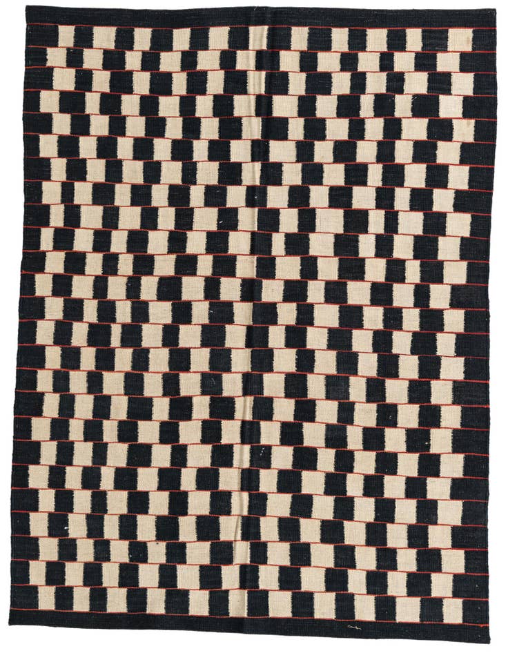 Detail image of 5' 1 x 6' 3 Hand Woven Kilim Modern Wool Rug