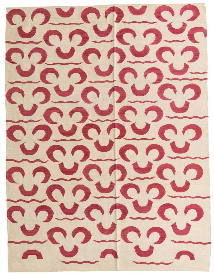 Detail image of 6' 8 x 9' 8 Hand Woven Kilim Modern Wool Rug