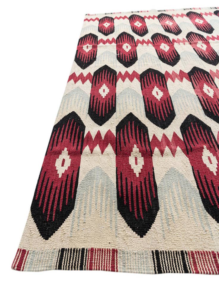 Detail image of 6' 4 x 7' 10  Hand Woven Kilim Modern Wool Rug