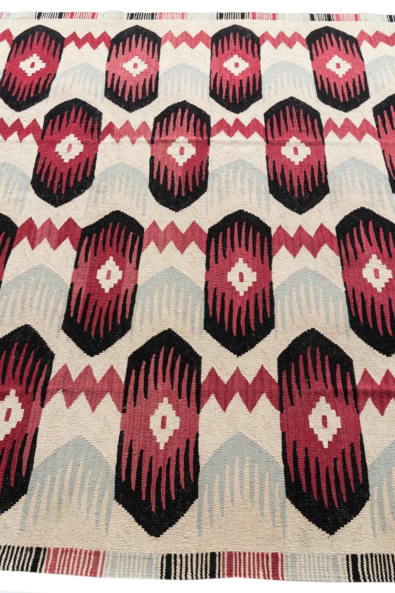 6' 4 x 7' 10 Hand Woven Kilim Modern Wool Rug
