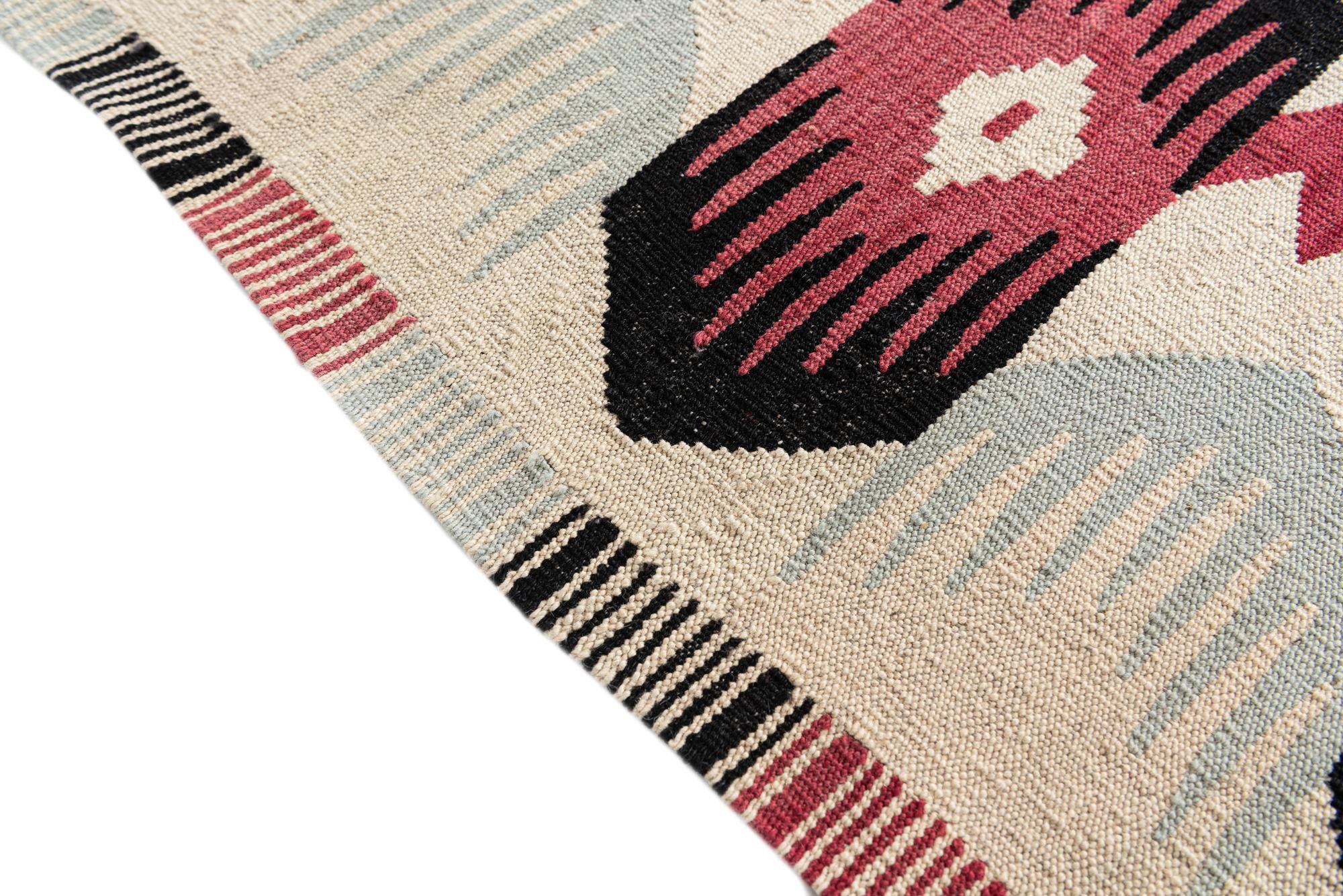 6' 4 x 7' 10 Hand Woven Kilim Modern Wool Rug
