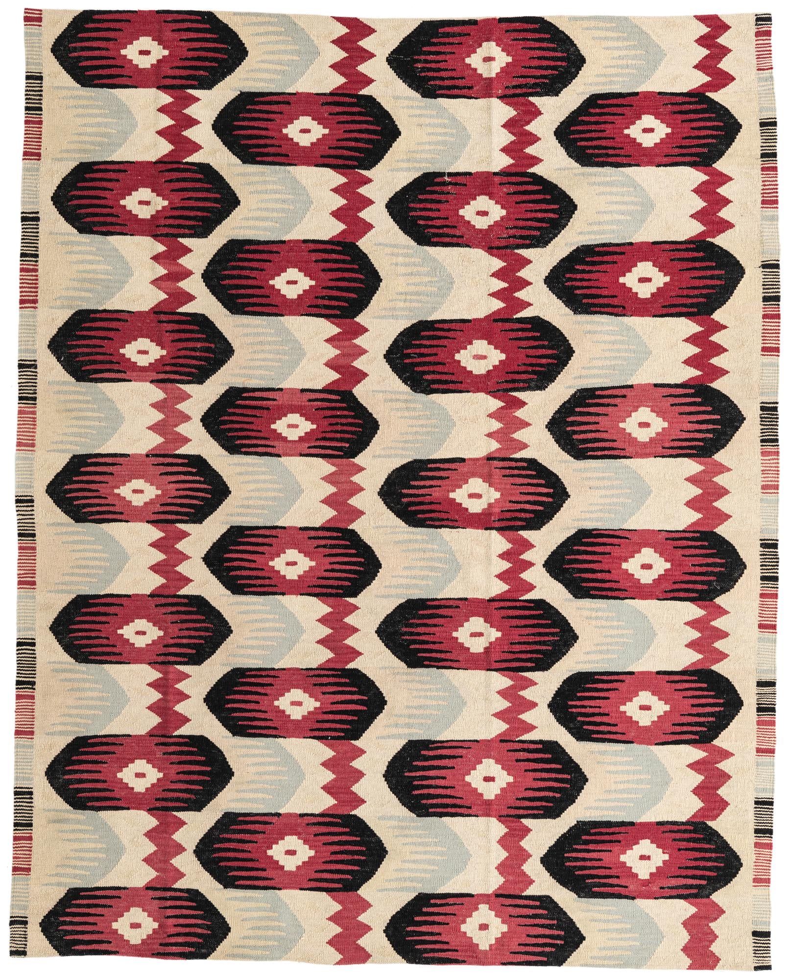 6' 4 x 7' 10 Hand Woven Kilim Modern Wool Rug