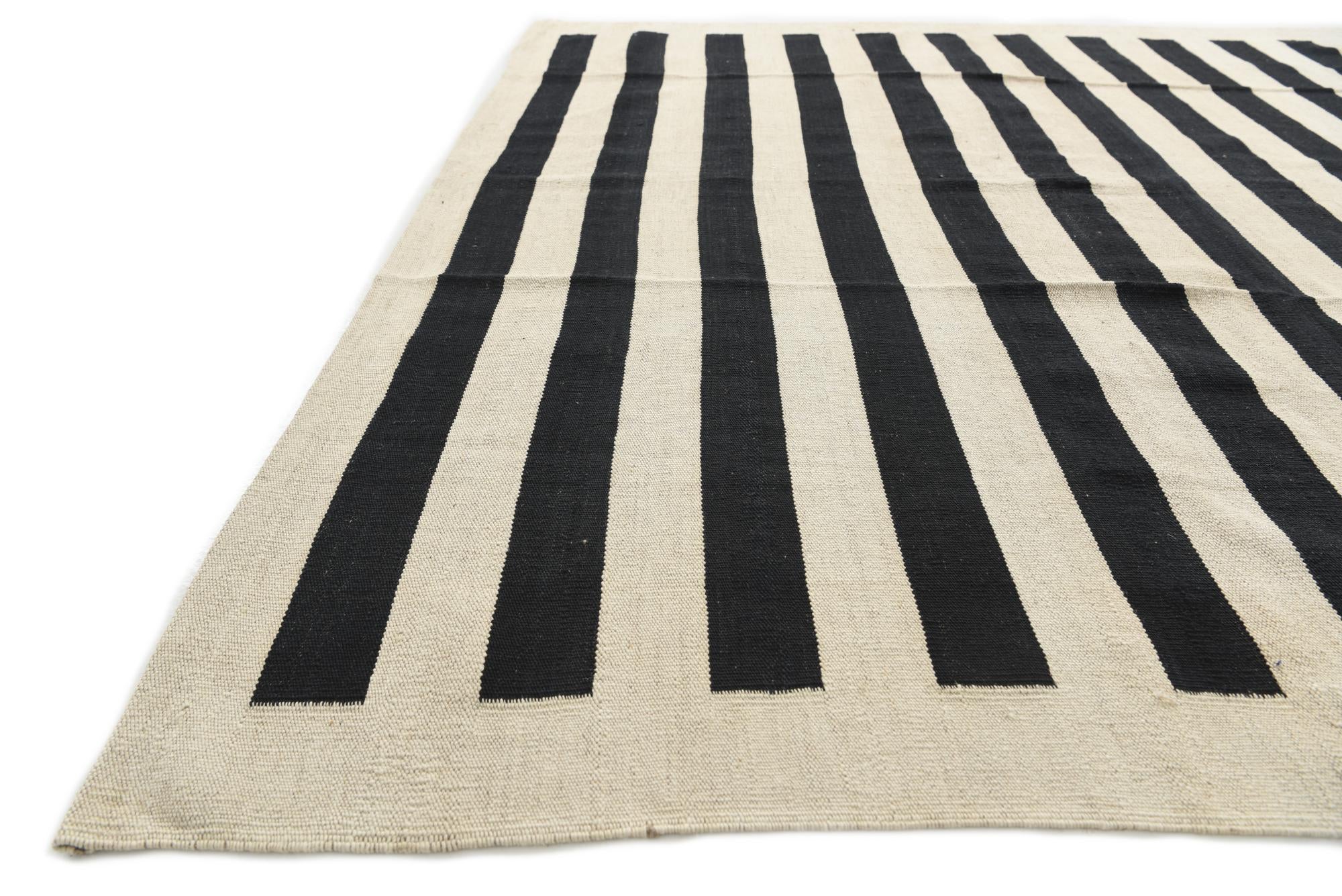 6' 6 x 9' 8 Hand Woven Kilim Modern Wool Rug