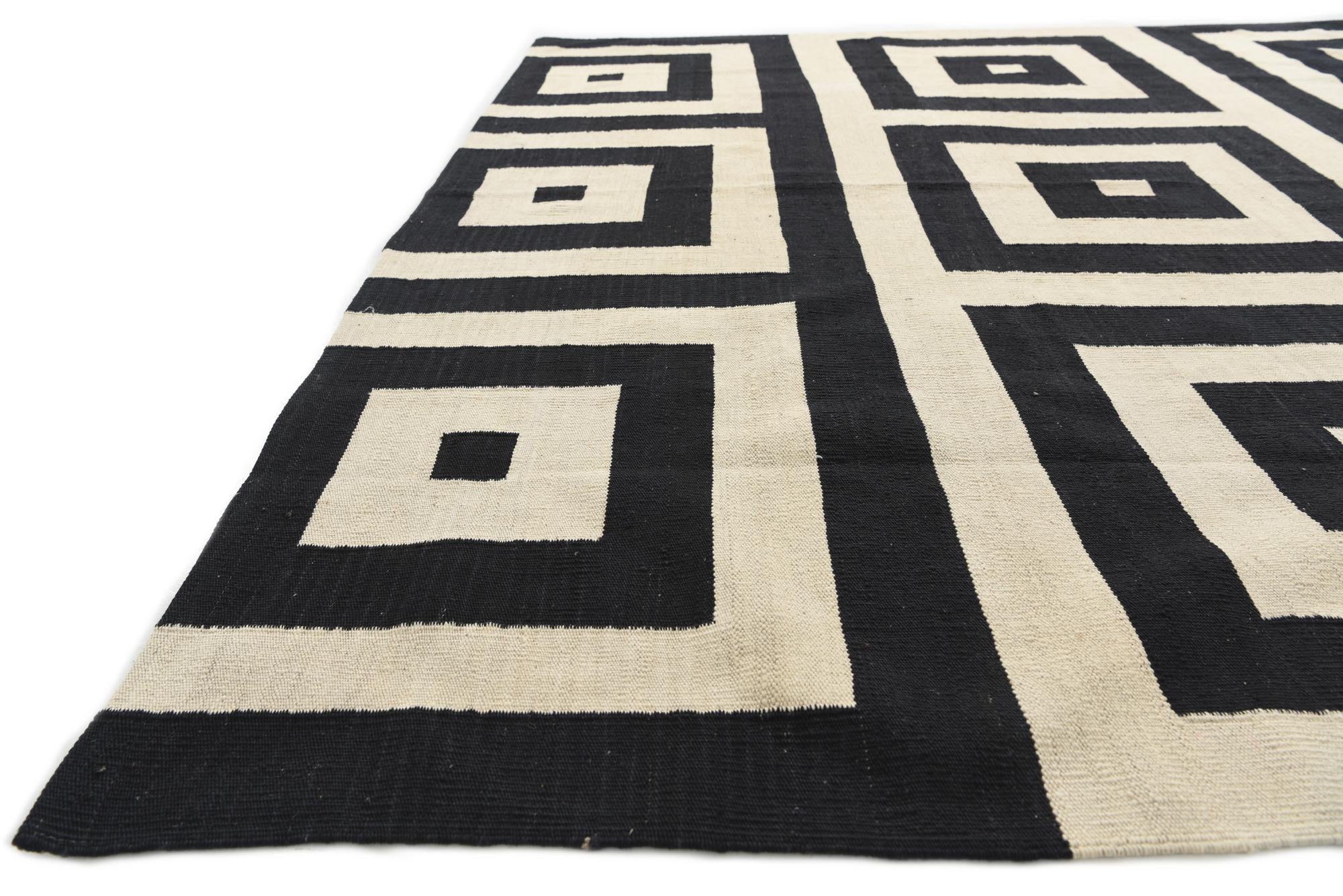 8' x 10' Hand Woven Kilim Modern Wool Rug
