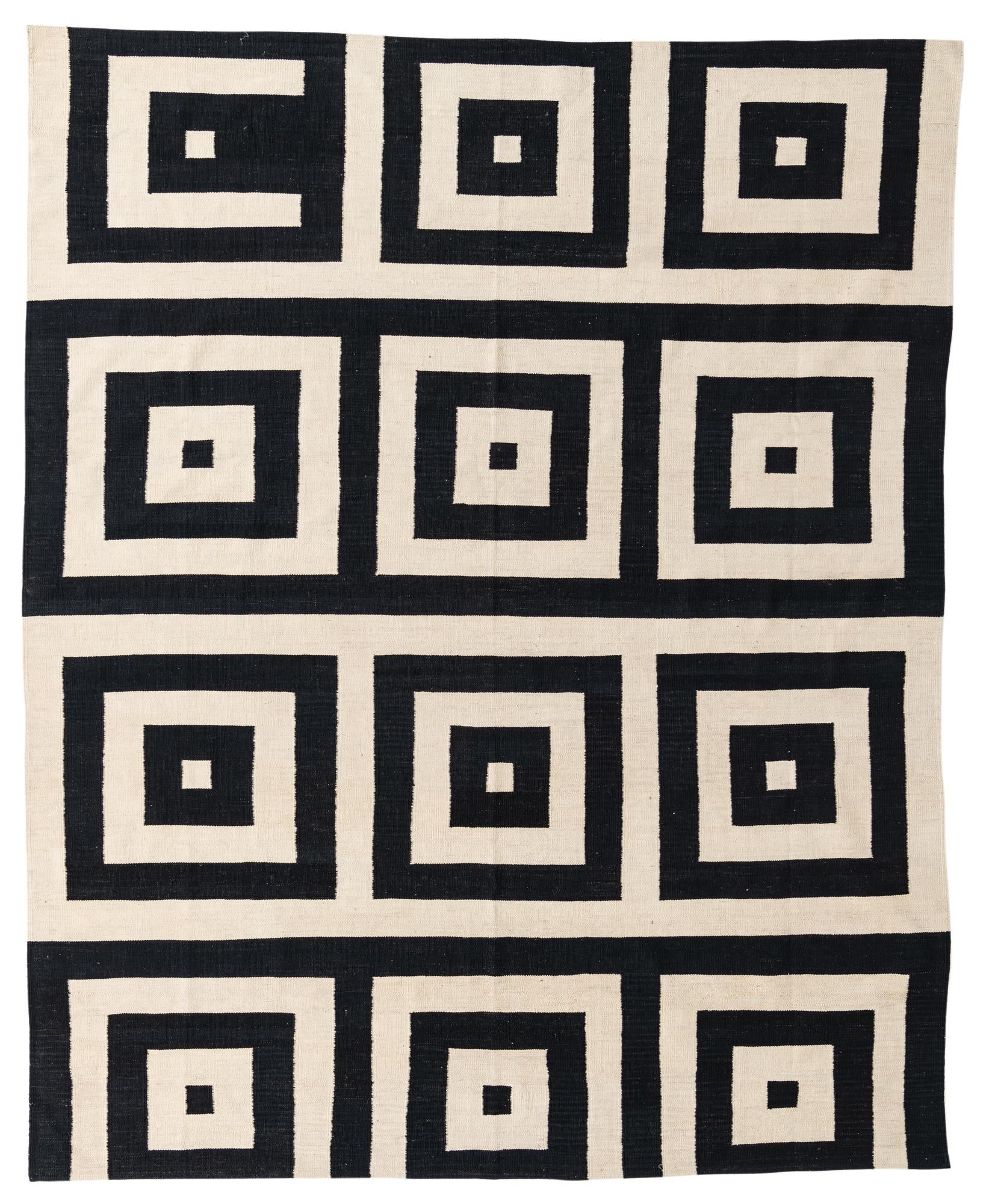 8' x 10' Hand Woven Kilim Modern Wool Rug