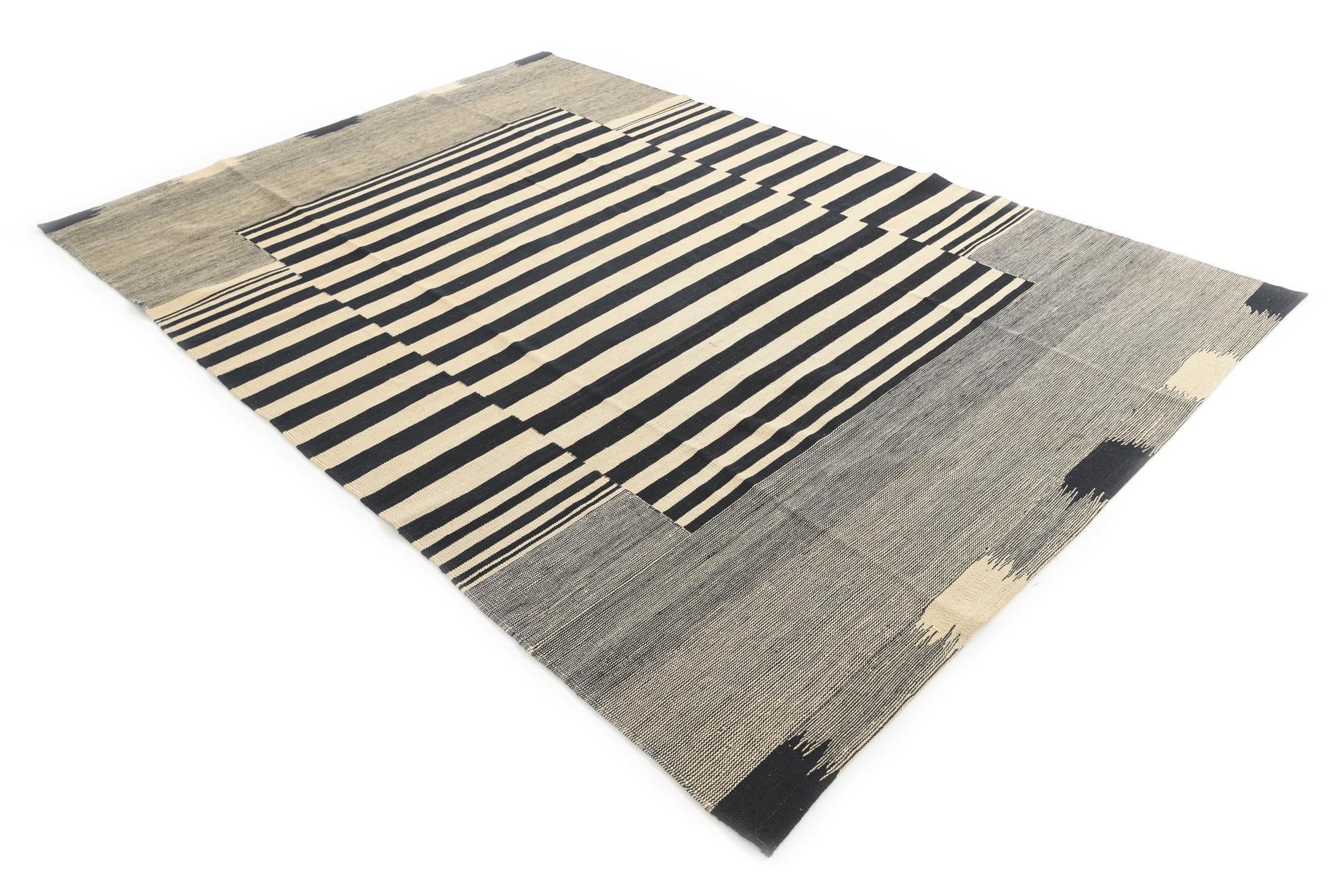 6' 7 x 9' 8 Hand Woven Kilim Modern Wool Rug