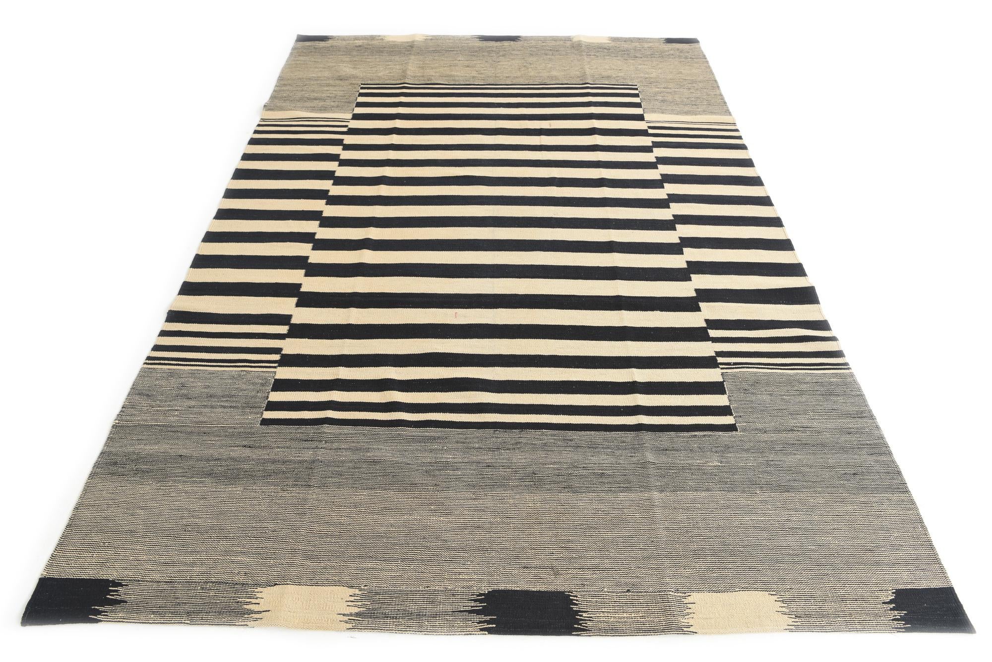 6' 7 x 9' 8 Hand Woven Kilim Modern Wool Rug
