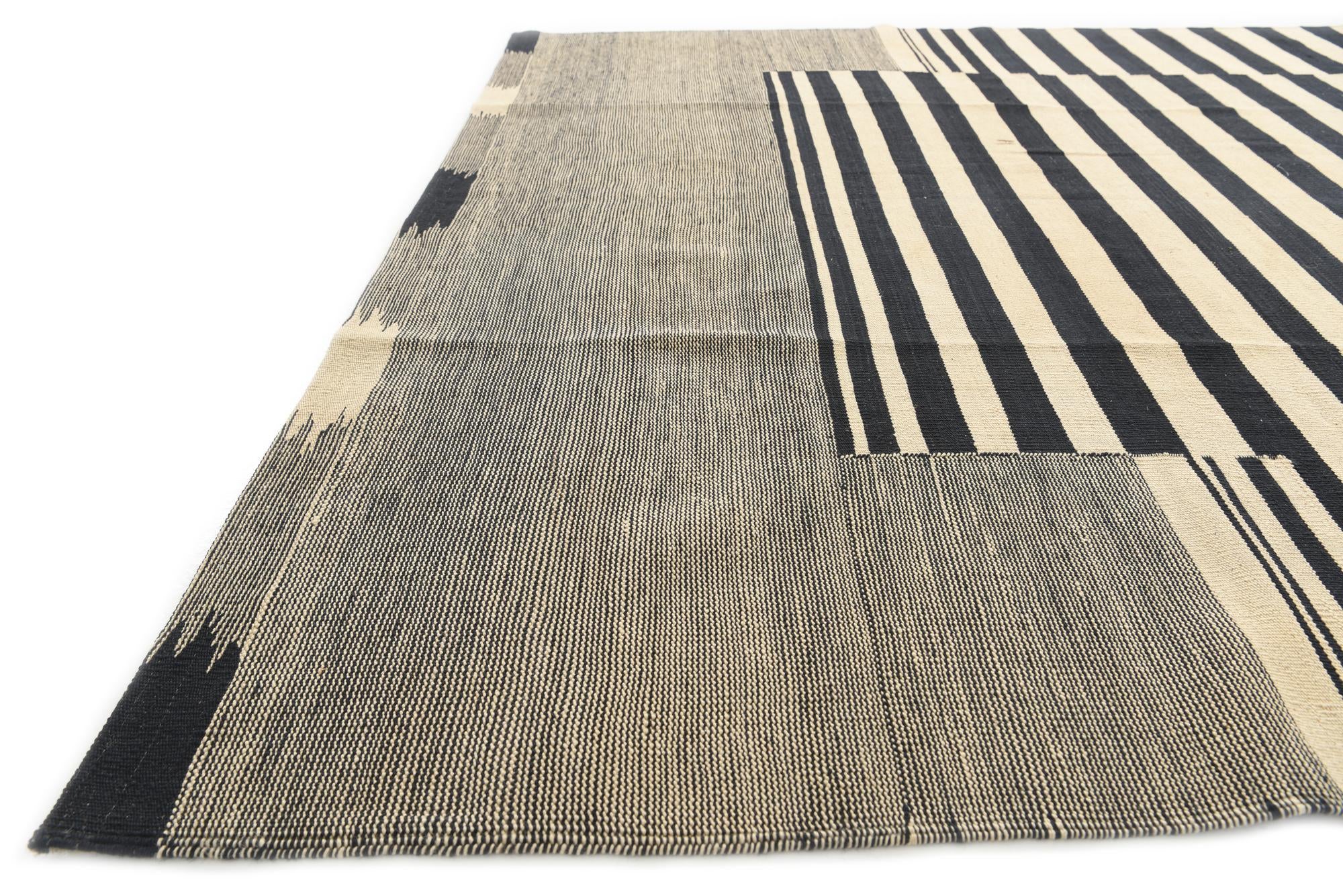 6' 7 x 9' 8 Hand Woven Kilim Modern Wool Rug