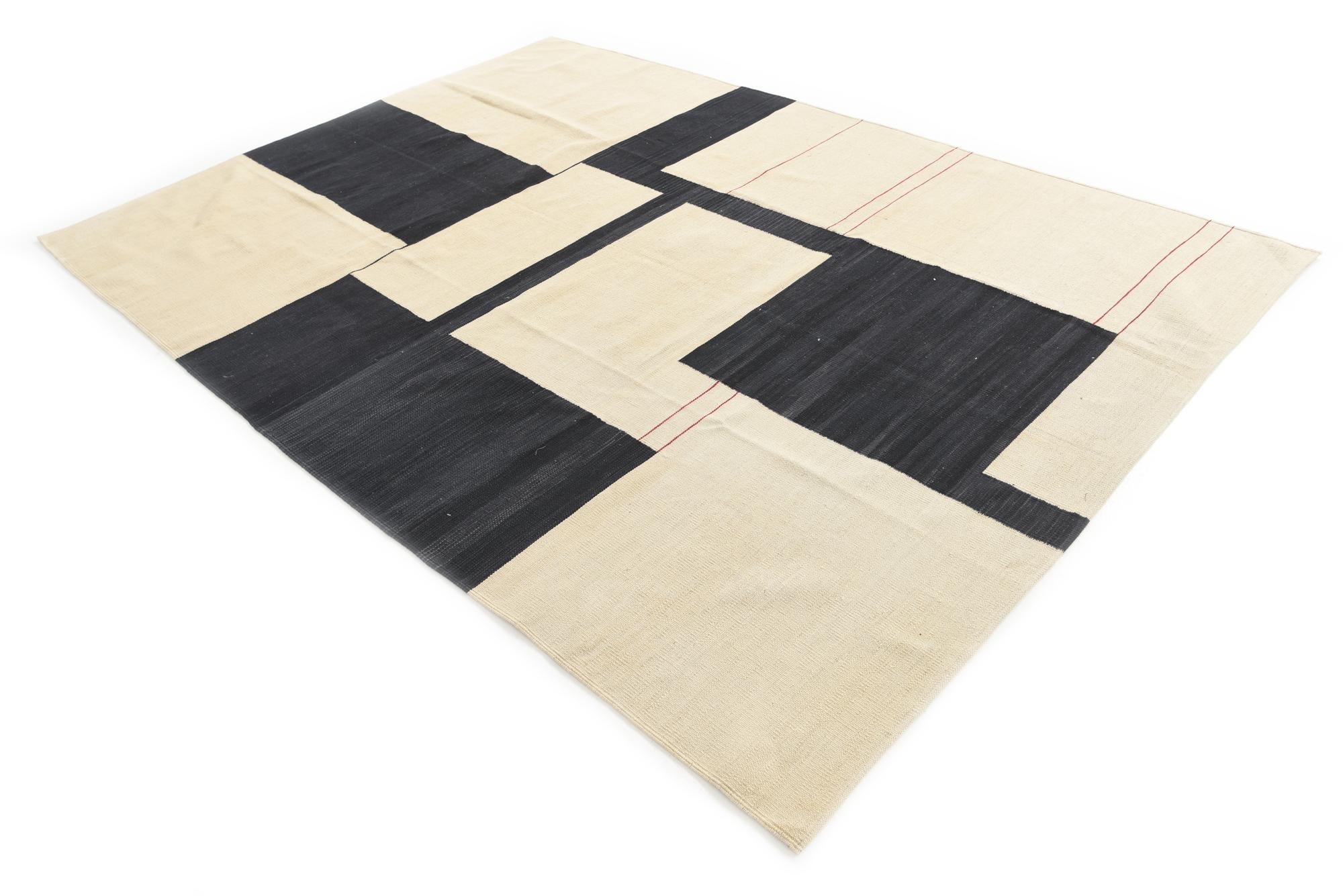 7' x 9' 7 Hand Woven Kilim Modern Wool Rug