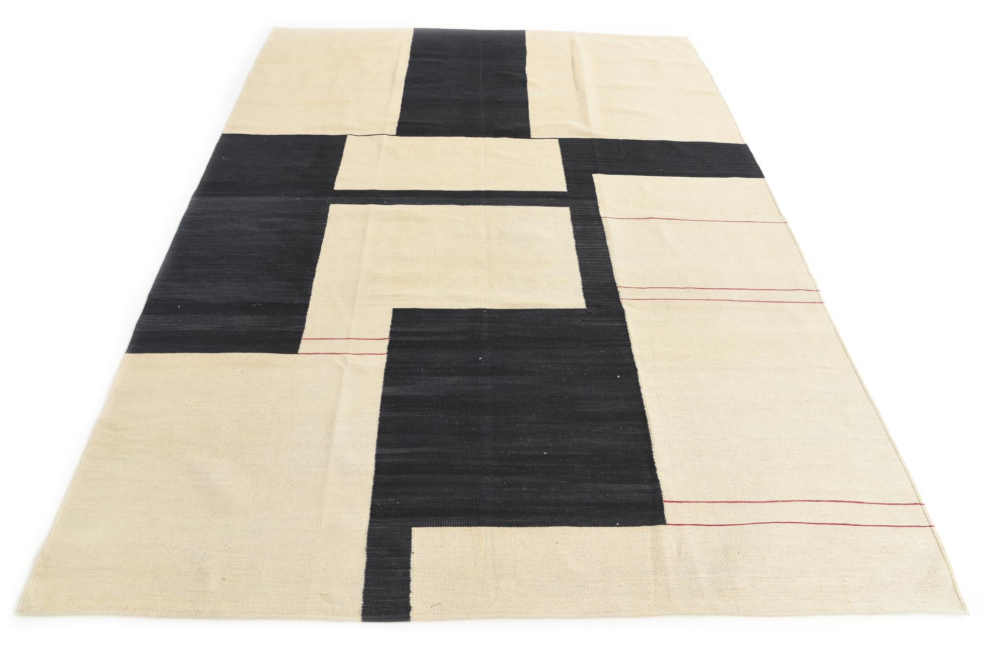 7' x 9' 7 Hand Woven Kilim Modern Wool Rug