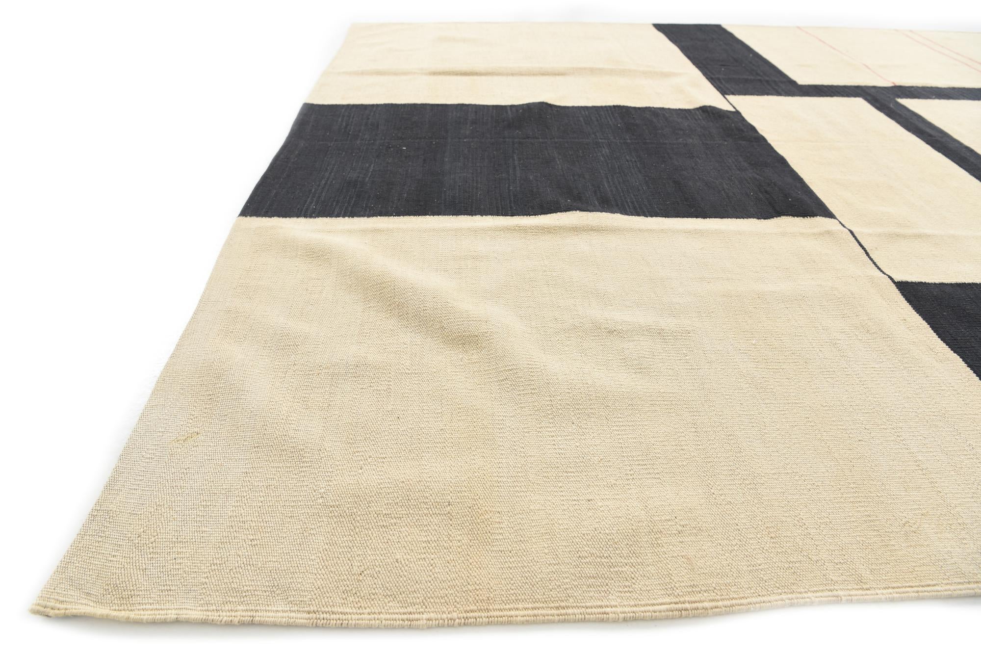 7' x 9' 7 Hand Woven Kilim Modern Wool Rug