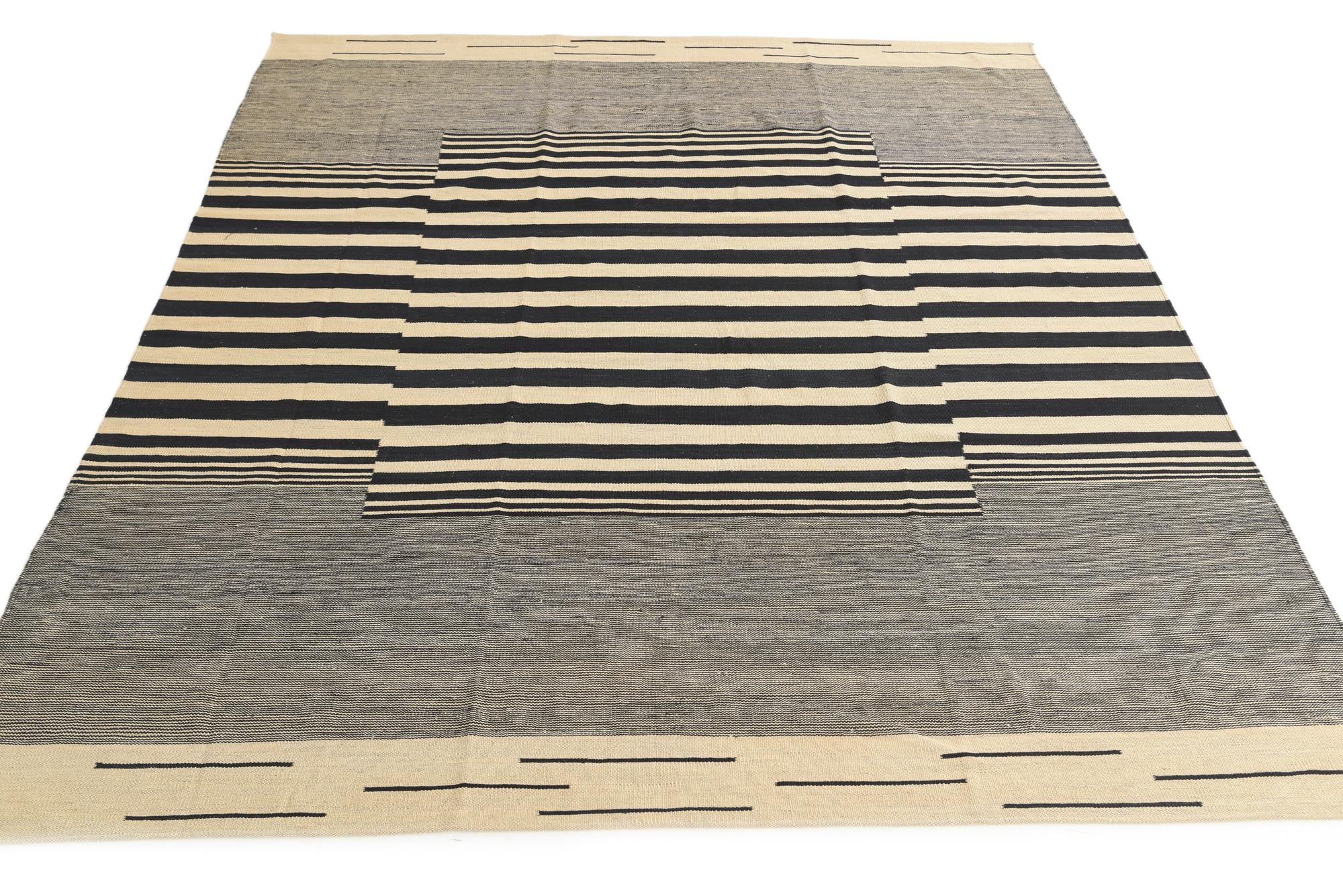 8' 2 x 9' 9 Hand Woven Kilim Modern Wool Rug