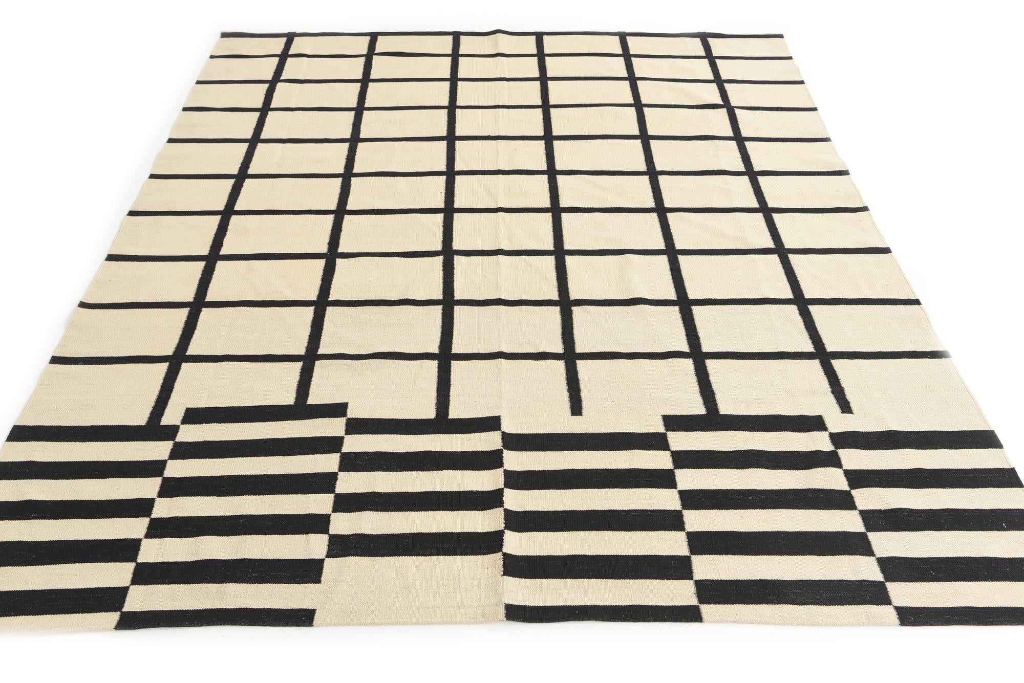 8' 3 x 9' 9 Hand Woven Kilim Modern Wool Rug