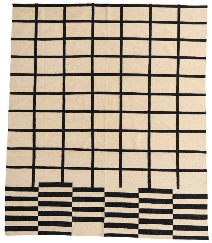 Detail image of 8' 3 x 9' 9 Hand Woven Kilim Modern Wool Rug