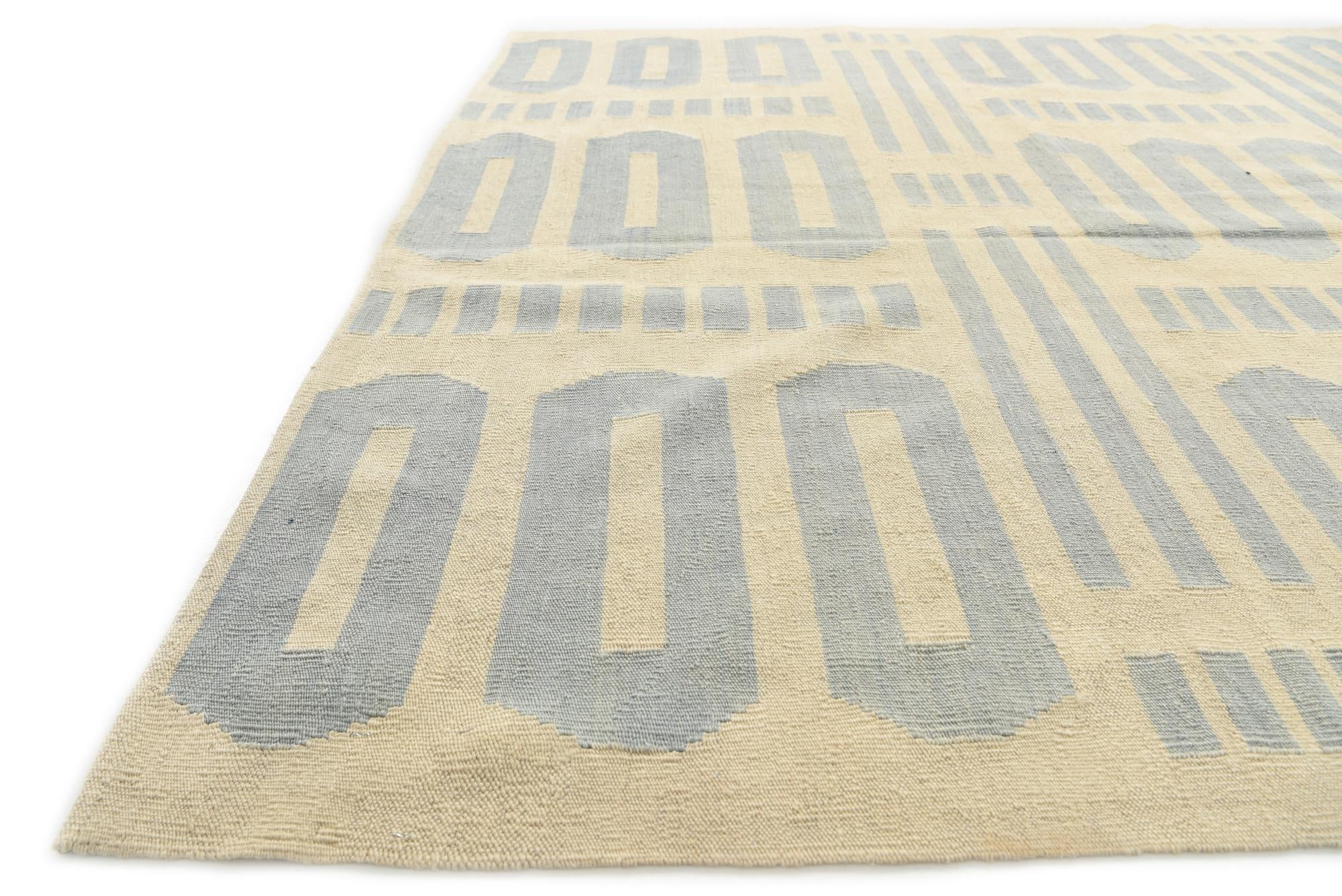 6' 6 x 9' 5 Hand Woven Kilim Modern Wool Rug