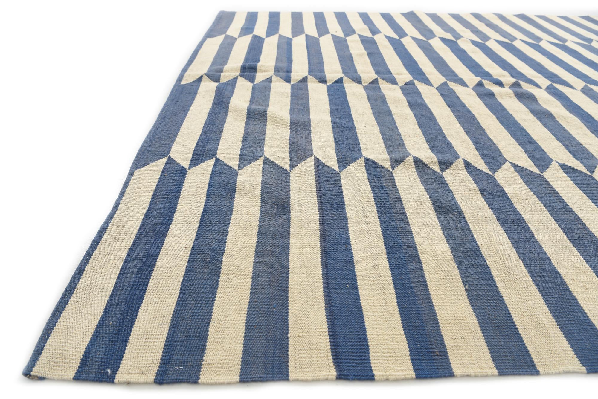 6' 9 x 9' 6 Hand Woven Kilim Modern Wool Rug