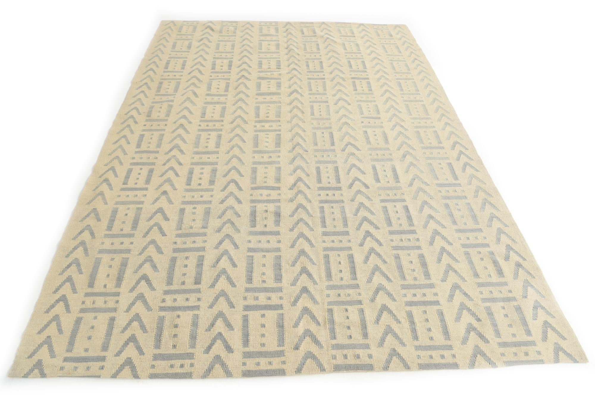 7' x 9' 7 Hand Woven Kilim Modern Wool Rug