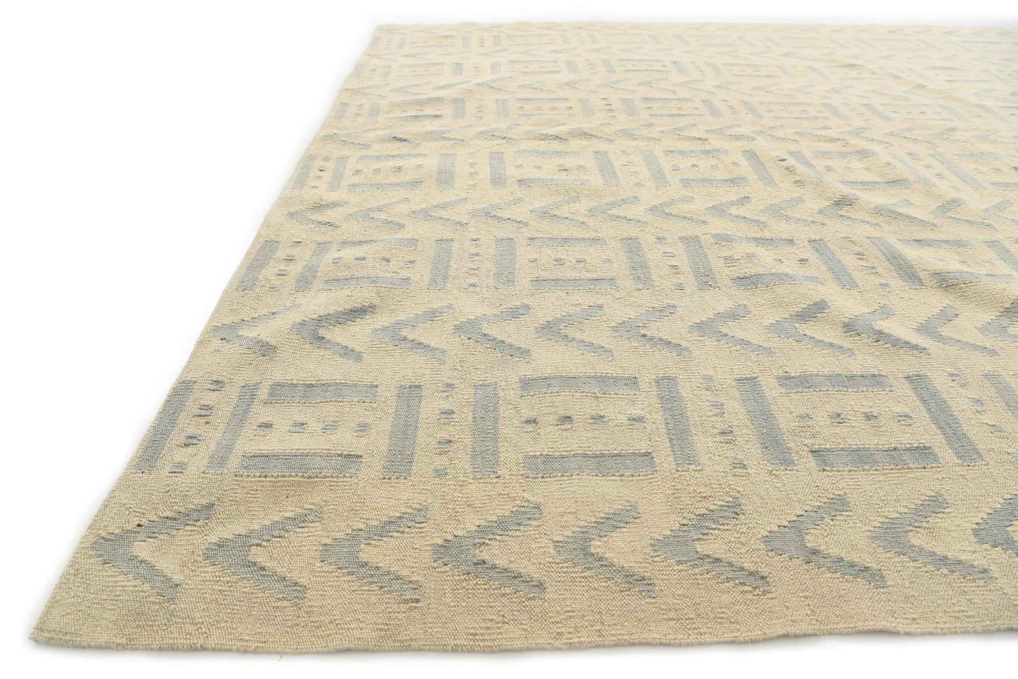 7' x 9' 7 Hand Woven Kilim Modern Wool Rug