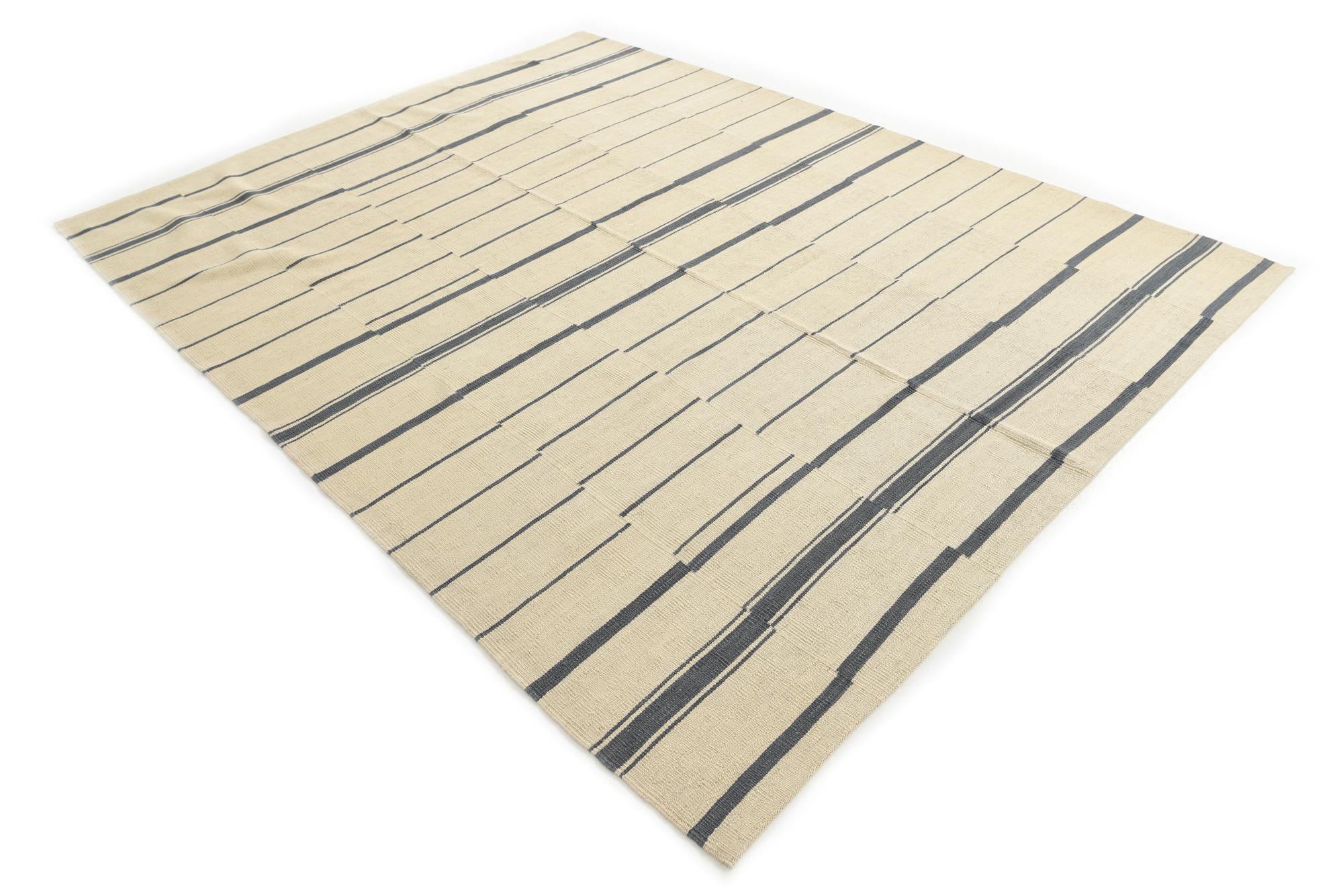 7' 3 x 9' 2 Hand Woven Kilim Modern Wool Rug