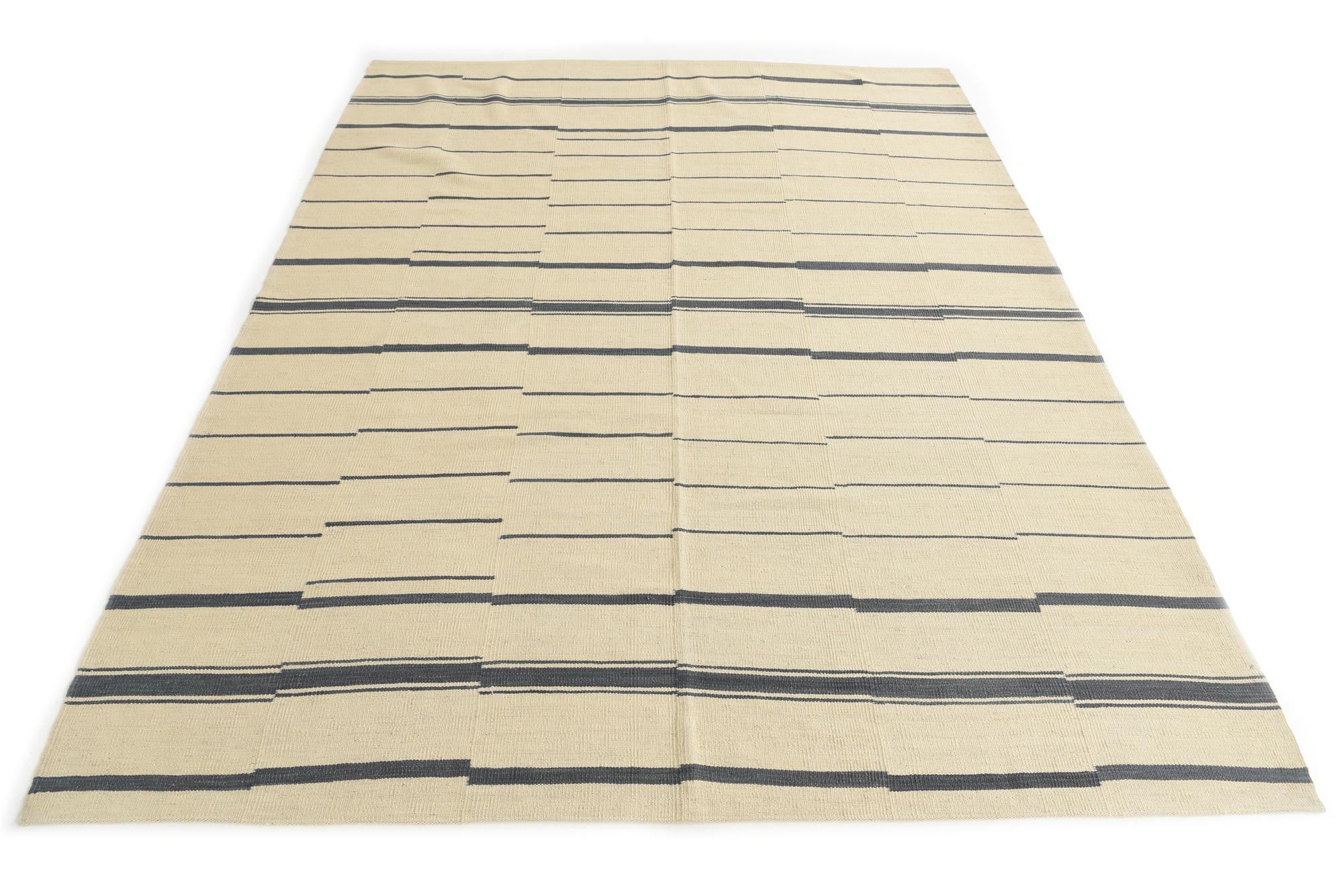 7' 3 x 9' 2 Hand Woven Kilim Modern Wool Rug