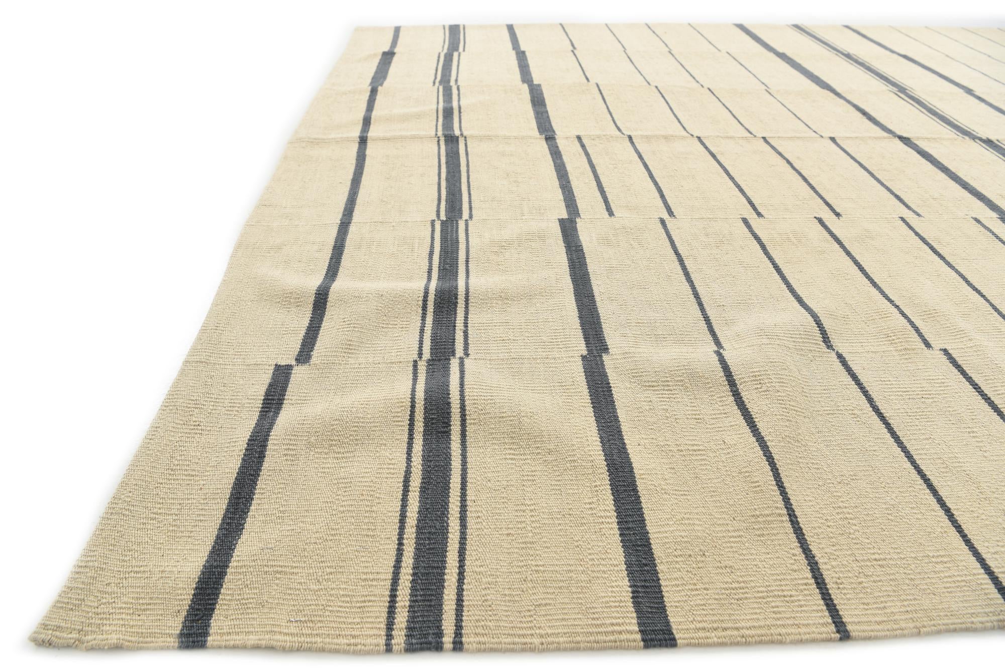 7' 3 x 9' 2 Hand Woven Kilim Modern Wool Rug