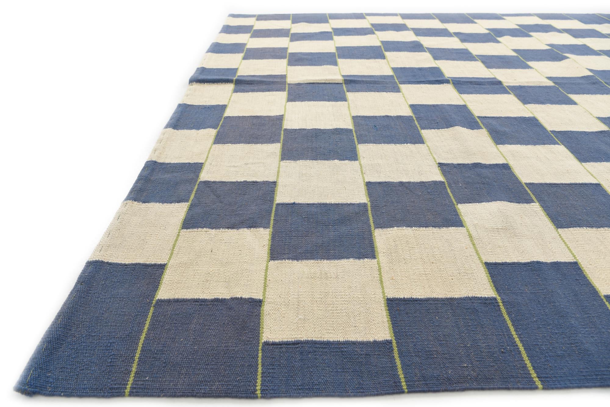 7' 1 x 9' 7 Hand Woven Kilim Modern Wool Rug