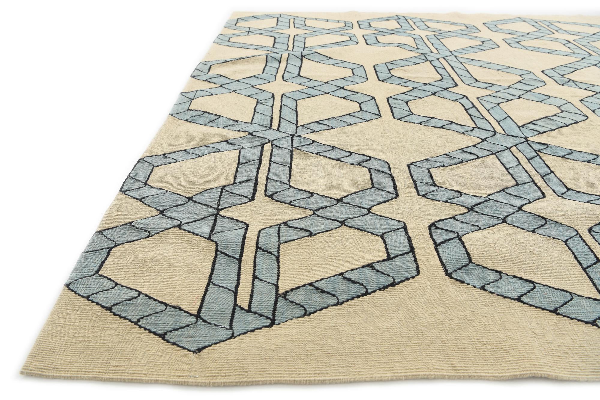7' x 9' 5 Hand Woven Kilim Modern Wool Rug
