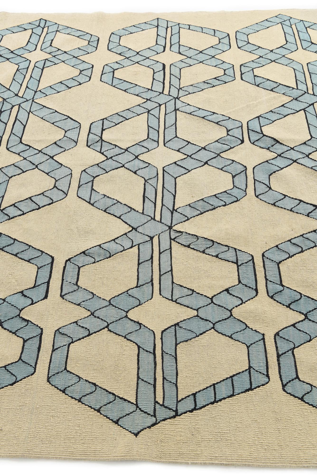 7' x 9' 5 Hand Woven Kilim Modern Wool Rug
